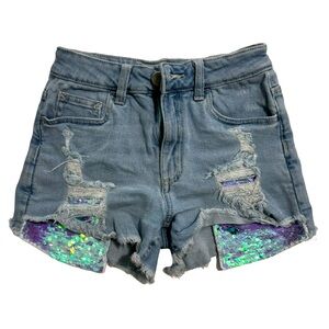 Justice Jean Shorts Size 12 w/ Holographic Pockets
